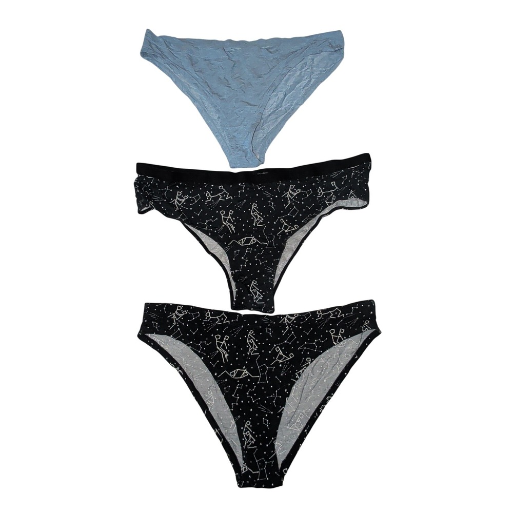 Shinesty Bikini Panty Set 3 Pack Blue  Black Constellation Print Underwear